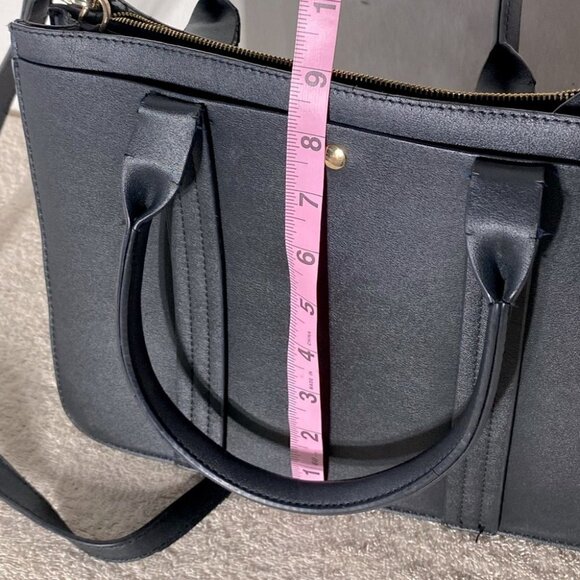 Aldo Black Faux Leather Square Tote Purse W Crossbody Strap - Picture 11 of 13